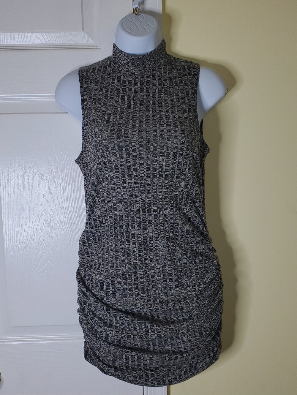 🩶 Hot Gal Gray Mock Neck Ruched Bodycon Mini Dress 🩶